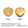 Golden heart pendant with wave texture in 304 stainless steel for DIY jewelry - Fish Scale Heart - Gold (DY1086-2)