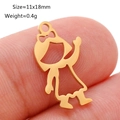 Goldener Edelstahl Anhänger kleines Mädchen für DIY Schmuckherstellung 11x18mm - Kleines Mädchen Silhouette (DY1099-2)