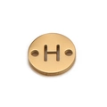 Golden 8mm stainless steel DIY charm with cutout letter H and dual connection holes - Letter H (DX018-H)