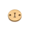Golden 8mm stainless steel DIY connector pendant featuring a hollow letter I design - Letter I (DX018-I)