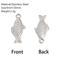 Pendentif poisson en acier inoxydable poli pour bijoux DIY, vues recto verso, taille 9x20mm - Style Petit Poisson (DY1157-1)