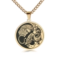 Halskette aus Titanstahl mit Drachen und Tiger Yin Yang Anhänger in Goldoptik - Drache & Tiger Tai Chi - Gold