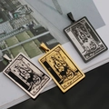 Pendentifs Tarot vintage en acier inoxydable doré, argenté et noir pour collier homme - La Papesse / Acier