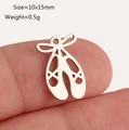 DIY stainless steel ballet shoe charm in silver finish for necklaces, size 10x15mm - Ballet Shoe Shape (DY1296-1 Silver)