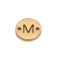 DIY stainless steel double-hole circular connector charm with hollow letter M in gold finish - Letter M (DX018-M)