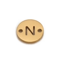 Polished 8mm stainless steel DIY bracelet connector with cutout letter N in gold finish - Letter N (DX018-N)