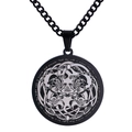 Nordic viking wolf pendant necklace in black stainless steel with valknut symbol engraving - Pirate Wolf Totem / Standard / Black