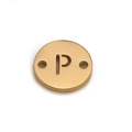 Stainless steel 8mm round letter P connector charm with gold plating for DIY bracelets - Letter P (DX018-P)