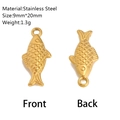 Pendentifs poisson dorés en acier inox 9x20mm avec texture d'écailles pour bijoux - Style Petit Poisson (DY1157-2)