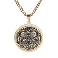 Gold Viking wolf pendant necklace with Valknut symbol and Norse mythology engraving - Pirate Wolf Totem / Standard / Gold