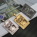Pendentif carte de tarot Les Amants en argent, or et noir en acier inoxydable - L'Amoureux