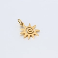 Colgante de sol de acero inoxidable con centro espiral y chapado en oro al vacío - Con Anillo / Dorado