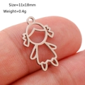 Edelstahl Mädchen-Anhänger für DIY-Schmuck, Größe 11x18mm und Gewicht 0,4g schwer - Mädchen mit Pigtails Silhouette (DY1101-1)