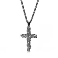 Schwarze Lebensbaum Kreuzkette aus mattem Edelstahl für Herren im Gothic Hip Hop Stil - Schwarz