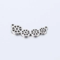 Polished stainless steel gear cutout pendant link with silver metallic mirror finish - Steel