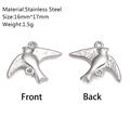 Pendentif oiseau en acier inoxydable poli avec double anneaux pour création bijoux - Style Oiseau (DY1159-1)