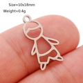 Silberner hohler Jungen-Anhänger für DIY-Schmuck, minimalistischer Edelstahl 10x18mm - Mädchen Umriss Skizze (DY1102-1)