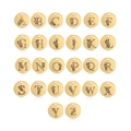 Polished 15mm gold stainless steel round charms with floral initial letters A-Z - Style A / Gold