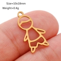 Goldener Mädchen-Anhänger aus Edelstahl für DIY-Schmuck, Größe 10x18mm, 0,4g Gewicht - Mädchen Umriss Skizze (DY1102-2)