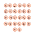 Polished rose gold 15mm stainless steel alphabet pendants with floral engraving - Style A / Rose Gold