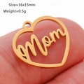Goldener herzförmiger Muttertagsanhänger mit hohlem Mom-Schriftzug aus Edelstahl - Herz Mom Hohl (DY1103-2)