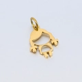 Macro view of polished gold stainless steel little girl pendant with hollow outlines - With Ring / Gold