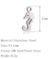 Seahorse-shaped stainless steel pendant in 18K gold and steel finish for DIY jewelry - Sea Horse Shape (DY1428) / Silver