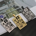 Pendentifs tarot de la mort en argent, or et noir, acier inoxydable pour homme - La Mort