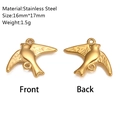 Pendentif oiseau en acier inoxydable doré poli avec vues avant et arrière pour bijoux DIY - Style Oiseau (DY1159-2)