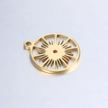 Detail of 18k gold plated hollow sunburst gear pendant for jewelry making - Gold Without Ring