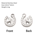 Vue recto et verso d'un pendentif cheval en acier inoxydable pour création de bijoux - Style Cheval Fer à Cheval (DY1161-1)