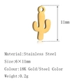 Poliertes 18K vergoldetes Edelstahl-Kaktus-Anhang 6x11mm für DIY Schmuckzubehör - Kaktus Form (DY1436) / Gold