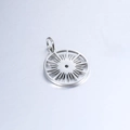 Macro detail of a silver stainless steel hollow sunburst pendant with metallic luster - Silver With Loop (0.8*5MM)