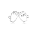 Polished stainless steel pinky swear charm connector with double loops for DIY jewelry - Steel