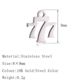 Poliertes 777 Zahlen-Anhänger aus Edelstahl mit Stahloberfläche für DIY-Schmuckherstellung - Zahl 777 Form (DY1434) / Silber