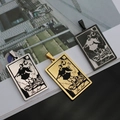 Pendentifs Tarot Le Fou en acier inoxydable trois couleurs, or, argent et noir - Le Fou