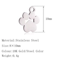 Poliertes Katzenpfoten-Herz-Anhänger aus Edelstahl 18K Gold für DIY-Schmuckherstellung - Pfotenabdruck Form (DY1426) / Silber