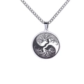 Poliertes Edelstahl-Halskette in Silber mit Lebensbaum und Tai-Chi-Yin-Yang-Anhänger - Tai Chi Lebensbaum - Silber