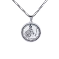 Silver Athena Greek Goddess coin pendant necklace with minimalist steel chain - Steel