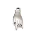 DIY silver stainless steel hip hop rock love gesture pendant accessory in matte finish - Silver