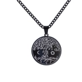 Black stainless steel tree of life necklace with sun and moon pattern on round pendant - Tree of Life / Standard / Black