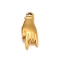 Polished gold stainless steel love hand gesture pendant with top ring for DIY jewelry - Gold