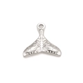 Silver stainless steel mermaid tail pendant with textured finish for DIY jewelry - Silver
