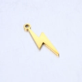 Macro shot of polished gold-plated stainless steel lightning bolt pendant charm - Gold