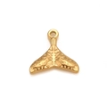 Golden mermaid tail pendant with hammered texture for DIY jewelry making - Gold