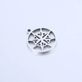 Hollow compass pendant in silver stainless steel for DIY jewelry necklace making - Silver