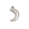 Polished silver crescent moon pendant made of stainless steel for DIY jewelry making - Silver