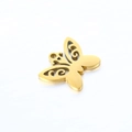 Golden stainless steel butterfly pendant with intricate filigree pattern for DIY jewelry - Gold