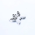 Polished silver stainless steel butterfly pendant with intricate hollowed-out wing patterns - Steel