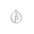 Polished silver stainless steel round hollow pendant with minimalist star cutout design - Steel